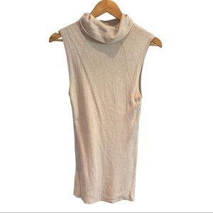 White House Black Market Cream Knit Cowlneck Tank
